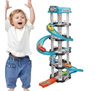 Rail de rampe de voiture jouet - ABS 9,85 x 17,73 pouces | Parking T-oy Kit de jeu | Race C-AR Ramp Track | Ensemble de jouets éducatifs de voiture de course avec 1 voiture jouet, trafic interactif