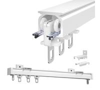 Rail De Rideau 50 100 200 350 400cm Rail De Plafond En Aluminium Pour Rideaux De Fenêtres Et Séparateur De Pièce, Mute Track Curtain Room Divider Rail De Rideaux Pour Salon Douche(White,250cm/8.2ft)