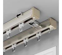 Rail De Rideau À Double En Aluminium Pour Fixation Murale, Système De Rideaux Séparateurs De Pièce À Double Rail Pour Salon Et Chambre Avec Poulie À Roulement Silencieux(Gold Ceiling,75cm/2.4ft)