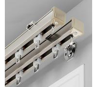 Rail De Rideau À Double En Aluminium Pour Fixation Murale, Système De Rideaux Séparateurs De Pièce À Double Rail Pour Salon Et Chambre Avec Poulie À Roulement Silencieux(Gold Wall,115cm/3.7ft)