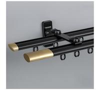 Rail De Rideau À Double Rail, Tringle À Rideaux En Alliage D'aluminium Avec Rail, Roulette, Matériel D'installation Et Embout(Black,11.2FT/340CM)