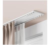 Rail de Rideau à Double Voie, Heavy-Duty Invisible Curtain Track System, Ultra Fin Rail Rideau Plafond, Sliding Curtain Rail pour L'intérieur, le Balcon, le Salon et la Chambre à Coucher(Blanc,2.8m/9.