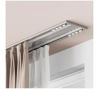 Rail de Rideau à Double Voie, Heavy-Duty Invisible Curtain Track System, Ultra Fin Rail Rideau Plafond, Sliding Curtain Rail pour L'intérieur, le Balcon, le Salon et la Chambre à Coucher(Champagne,3.7