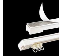 Rail de rideau adhésif 1 à 6 m avec rouleaux muets rail rideaux plafond Séparateur de Pièce tringle rideau sans percage 1-6m for Balcon,Porche,Studio,Camping-car,Placard(1.3m(4.3ft))
