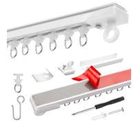 Rail de rideau autocollant 6 × 40 cm (240 cm) - Sans perçage pour montage au plafond, découpable et extensible, idéal pour fenêtre, chambre à coucher, cuisine, armoire et séparateur de pièce