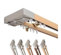 Rail De Rideau - Barre Double Pour Rideaux Occultants, Kit De Tringle À Rideau Murale En Aluminium Pour Séparation De Fenêtre, Douche, Salle De Bain, Balcon(Natural,140cm/4.59ft)