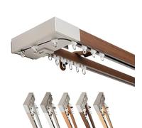 Rail De Rideau - Barre Double Pour Rideaux Occultants, Kit De Tringle À Rideau Murale En Aluminium Pour Séparation De Fenêtre, Douche, Salle De Bain, Balcon(Brown,400cm/4 * 100cm)