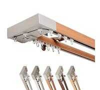 Rail De Rideau - Barre Double Pour Rideaux Occultants, Kit De Tringle À Rideau Murale En Aluminium Pour Séparation De Fenêtre, Douche, Salle De Bain, Balcon(Reddish-brown,280cm/2 * 140cm)