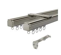 Rail De Rideau Coulissant Double 150/240/330/470/500cm Tringle À Rideau Plafond/mural En Aluminium Silencieuse Pour Diviseur De Pièce De Salon Et De Chambre À Coucher(Champagne color,300cm)