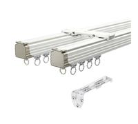 Rail De Rideau Coulissant Double 150/240/330/470/500cm Tringle À Rideau Plafond/mural En Aluminium Silencieuse Pour Diviseur De Pièce De Salon Et De Chambre À Coucher(White,360cm)