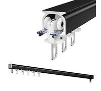 Rail de rideau coulissant en aluminium for montage au plafond, accessoires de décoration for balcon, tringles à rideaux silencieuses et rails à rideaux, systèmes de rideaux coulissants(Black - Wall Mo