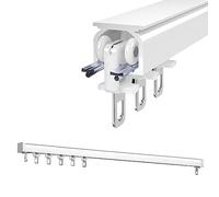Rail de rideau coulissant en aluminium for montage au plafond, accessoires de décoration for balcon, tringles à rideaux silencieuses et rails à rideaux, systèmes de rideaux coulissants(White - Ceiling