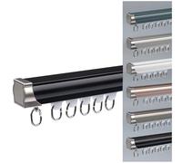 Rail de Rideau Coulissant, séparateur de pièce réglable de 27 à 236 Pouces, Montage Mural/Plafond avec roulettes silencieuses, Ensemble de Rail Gris Facile à Installer (7,2 pi/220 cm)