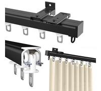 Rail De Rideau De 2/2.5/4/5/6m, Tringle À Rideaux Pour Séparation De Pièces, Noir/Blanc/Champagne, Curtain Room Divider, Avec Roulettes Silencieuses, Montage Au Plafond Et Au Mur(Black,300cm)