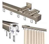 Rail De Rideau De 2/2.5/4/5/6m, Tringle À Rideaux Pour Séparation De Pièces, Noir/Blanc/Champagne, Curtain Room Divider, Avec Roulettes Silencieuses, Montage Au Plafond Et Au Mur(Gold,150cm)