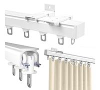 Rail De Rideau De 2/2.5/4/5/6m, Tringle À Rideaux Pour Séparation De Pièces, Noir/Blanc/Champagne, Curtain Room Divider, Avec Roulettes Silencieuses, Montage Au Plafond Et Au Mur(White,550cm)