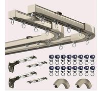 Rail de rideau de baie vitrée robuste avec rouleaux et connecteurs d'angle pour accrocher des stores transparents et des draps. Séparateur de pièce droit/incurvé unipolaire ou double