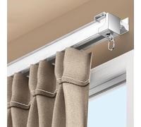 Rail de Rideau de Douche incurvé en Alliage d'aluminium Robuste - Rail Mural/Plafond Flexible pour Rideaux de Douche, Forme en L et en U, 1,5 m (4,9 pi), Fonctionnement Silencieux, conceptio