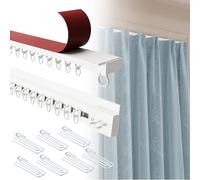 Rail de rideau de plafond adhésif réglable de 1,14 m, séparateur de pièce coulissant pour la maison et le bureau, tringle à rideaux opaque, bleu opaque, parfaite pour les espaces de 3,6 x 6 x 2,7 m