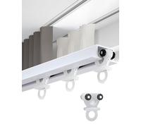 Rail de Rideau de Plafond en Aluminium Invisible, Montage au Plafond Rail de Rideau Aluminium, Rail à Rideau Encastrée pour Separation de Piece/Rideaux/Chambre/Balcon/Bureau/Hôtel(White four wheels,2