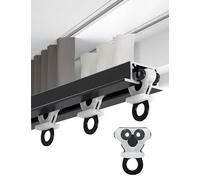 Rail de Rideau de Plafond en Aluminium Invisible, Montage au Plafond Rail de Rideau Aluminium, Rail à Rideau Encastrée pour Separation de Piece/Rideaux/Chambre/Balcon/Bureau/Hôtel(Black four wheels,2