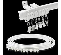 Rail de rideau de plafond, flexible et pliable pour rideau de plafond, séparateur de pièce, système de rail de plafond incurvé avec clips de 3 m en alliage et plastique, support mural pour baie