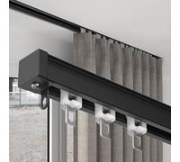 Rail de Rideau de Plafond Invisible - Rail de Plafond Caché pour Rideaux - Rail de Rideau Épaissi de 2 Mm - Tringle à Rideau Robuste (Couleur : Noir, Taille : Double-3m(1.5m*2))