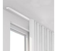 Rail de rideau de plafond invisible ultra-fin en aluminium de 3,4 m (11,2 pi) - Tringle simple silencieuse avec crochets pour salon, chambre, balcon, hôpital - Installation facile sans perfo