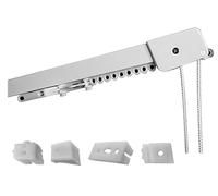 Rail de Rideau de Plafond Linéaire en Aluminium Blanc Personnalisable, avec Accessoires de Fixation, Mouvement à Corde, Tringle à Rideaux de Plafond ou Murale Coulissante (180CM, AMAS À DROITE)