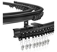 Rail de rideau de plafond pour baie vitrée, 5M/16,4FT rail de rideau flexible et pliable montage au plafond et au mur, système de rail de plafond en plastique pour séparateur de salle de douche