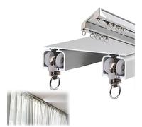 Rail de rideau de plafond silencieux avec roulettes double canal en aluminium blanc, système de tringle coulissante intérieure pour rideaux, rail de plafond à 2 canaux pour un fonctionnement fluide