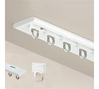 Rail de Rideau de Plafond Ultra-Fin Tringle À Rideau Montée Au Plafond Simple Rail Rideaux Plafond Silencieux en Alliage D'aluminium pour Bureau, Baie Vitrée(Blanc,125cm/4.1ft)