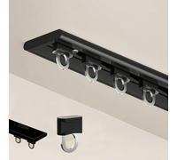 Rail de Rideau de Plafond Ultra-Fin Tringle À Rideau Montée Au Plafond Simple Rail Rideaux Plafond Silencieux en Alliage D'aluminium pour Bureau, Baie Vitrée(Noir,125cm/4.1ft)