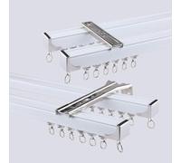 Rail De Rideau Double 1-4.2m, Rail De Plafond Robustes, Tringle À Rideaux En Aluminium À Montage Au Plafond Ou Au Mur Pour Séparateur De Pièce (Color : White, Size : 11.5ft/3.5m)