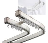 Rail De Rideau Double Courbé En Aluminium - Installation Plafond Ou Mur, Adapté Aux Fenêtres En Baie, Chambres Et Rideaux De Douche(Size:160cm (5.2ft),Color:Support au plafond)