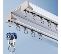 Rail de rideau Double de plafond Tringle à rideau en aluminium Tringle Rideau Robustes pour Rideaux, pour Séparateur de Pièce, Rideau de Camping-Car, Rideau de Douche Double Voie(White,2.7m/8.8ft)