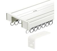 Rail De Rideau Double En Aluminium 1-5m Rail Rideaux Plafond Diviseur De Pièce Muet Glisser Système De Rail De Rideau Robustes Pour Chambre Salon Hôtel Fenêtre(Blanc,420cm)