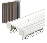 Rail De Rideau Double Monté Au Plafond Kit De Rail De Rideau Coulissant Rails À Rideau Silencieux En Alliage D'aluminium Pour Diviseur De Pièce De Salon(Blanc,430cm)