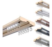 Rail de Rideau Double Rail de Plafond en Aluminium Tringle à Rideaux Coulissant Muet Rideau Rail Séparateur de Pièce Moderne pour Rideaux Occultants Chambre Salon RV(Champagne,460cm(4*115cm))