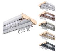 Rail de Rideau Double Rail de Plafond en Aluminium Tringle à Rideaux Coulissant Muet Rideau Rail Séparateur de Pièce Moderne pour Rideaux Occultants Chambre Salon RV(Blanc,300cm/9.8ft(3*100cm))