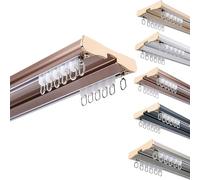Rail de Rideau Double Rail de Plafond en Aluminium Tringle à Rideaux Coulissant Muet Rideau Rail Séparateur de Pièce Moderne pour Rideaux Occultants Chambre Salon RV(Rose Gold,240cm/7.8ft(2*120cm))
