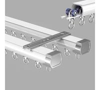 Rail de rideau double rail robuste, système à glissement silencieux, tringle montage au plafond ou mur(Ceiling Mount,122cm (4ft))