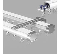 Rail de rideau double rail robuste, système à glissement silencieux, tringle montage au plafond ou mur(Wall Mount,91.5cm (3ft))