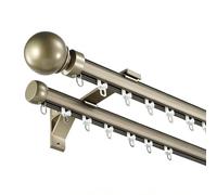 Rail de Rideau Double Robuste et Silencieux en Aluminium, avec Embouts et Supports, pour SéParateur ee PièCe, FenêTres ou Salon Chambre D'HôTel(Champagne,2.30m)