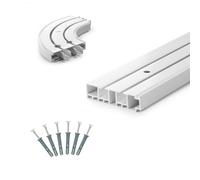Rail de rideau DQ-PP et jeu de coins de finition | 270cm | Double | Plastique PVC | Blanc | 2,7 m (3 x 90 cm + connecteur) | Traitement des fenêtres | Plafond | Chevilles d'installation incluses