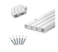 Rail de Rideau DQ-PP et Jeu de Coins de Finition | 420cm | Triple | Plastique PVC | Blanc | 4,2 m (1 x 150cm + 3 x 90 cm + connecteur) | Traitement des fenêtres | Plafond