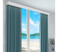 Rail de rideau en aluminium 1 à 2 voies pour plafond ou mur, idéal pour rideaux de douche et séparateurs de pièce, design double paroi, longueur 1,1 m