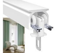 Rail de rideau en aluminium 1 m 6 m - Support mural silencieux pour rideaux coulissants - Utilisation intérieure et extérieure - Crochets inclus - Parfait pour les séparateurs de pièce et la