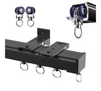 Rail de rideau en aluminium à 1 canal de montage au plafond ou au mur Comprend des rouleaux silencieux et un kit d'installation, parfait pour les rideaux coulissants, design de style français