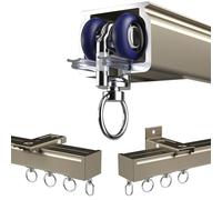 Rail de Rideau en Aluminium amélioré, Disponible en 50, 200, 300, 400, 500 et 600 cm, pour Fixation au Plafond ou au Mur. Équipé de roulettes Robustes, il est idéal pour Les fenêtres de BALC